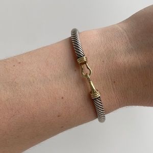 David Yurman Cable Collectibles Buckle Bangle Bracelet with 18K Gold, 3mm